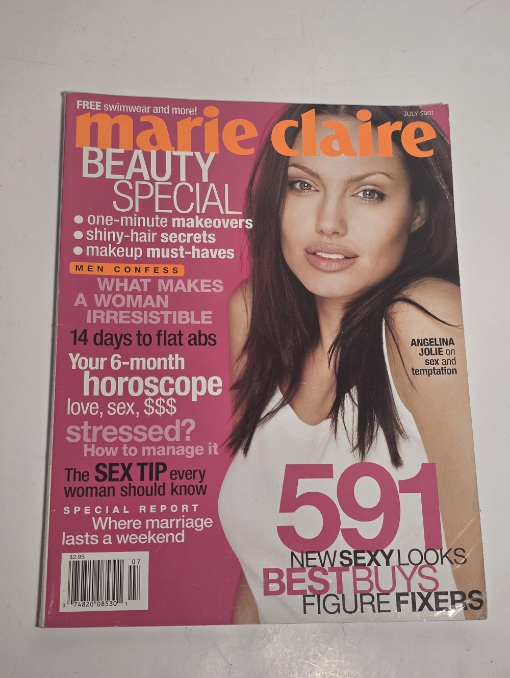 Vintage Marie Claire July 2001 - Angelina Jolie Cover - Y2K Fashion & Beauty